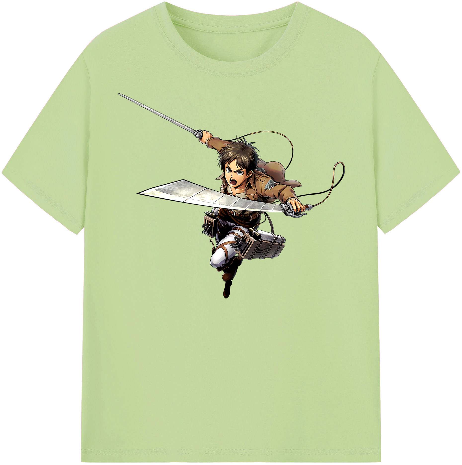 （画像用） 進撃の巨人 エレン･イェーガー Attack on Titan Eren Jäger 綿100％半袖Tシャツ（フロントプリント）